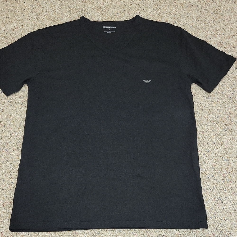 Emporio Armani Black V-Neck T-Shirt Men's Sz Medium. 100% Cotton